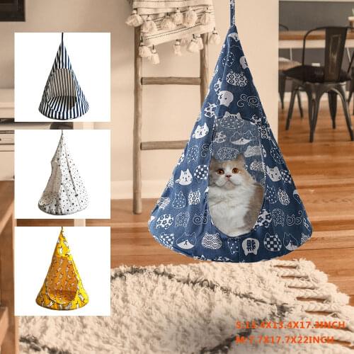 Pet Cat Tent Hammock Foldable Durable Conical Washable Toy Cat Bed Pet Puppy Detachable Soft House Breathable Linen Sponge Cage