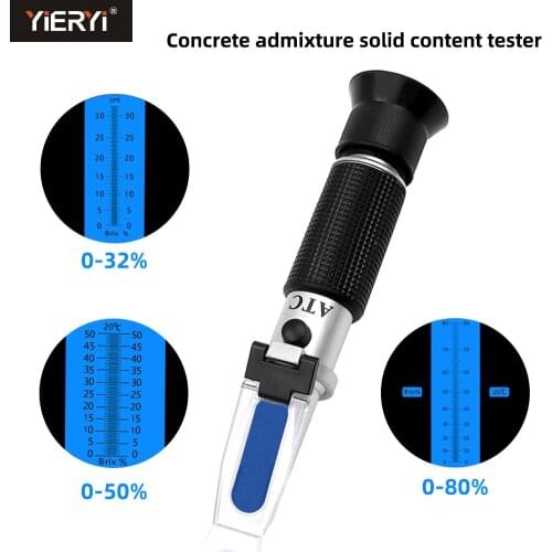 Portable Concrete Admixture Soli Content Tester 0-80% Refractometer ATC Specific Meter Equipment Tool for Industry Medical Paint