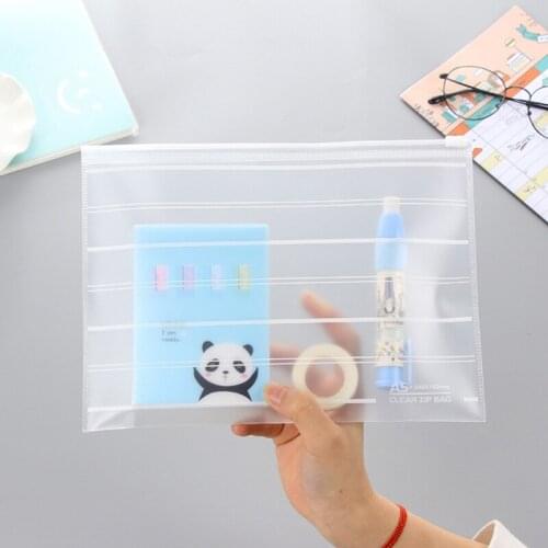 PVC A4 A5 Clear Transparent Plastic Waterproof Stationery Case Zipper Bag Pouch 24BB