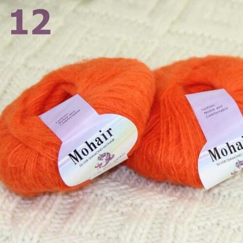Sale New 2BallsX25g Luxury Soft Mohair Warm Wrap Shawl Hand Knit Crochet Yarn 291-12 Tangerine