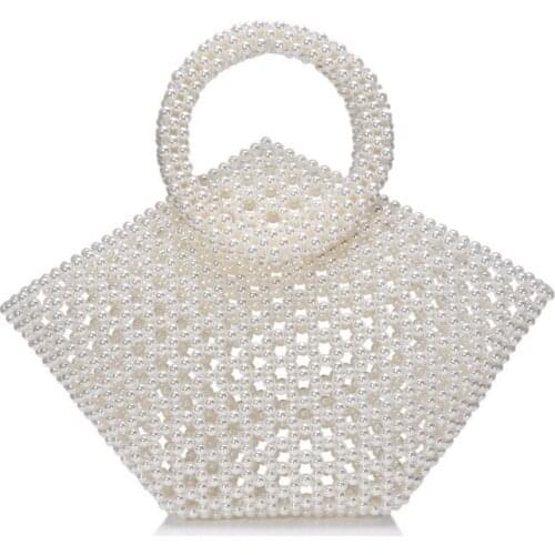 Luxury Pearl Pearls Bag Beading Bags for Women 2019 Top-handle Women Handbags Acrylic Box Totes Brands Evening Party Bags Design