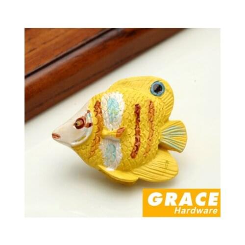 Fish Ocean Marine Coat Resin Handle Pastoral Kids Home Furniture Cartoon Drawer Cabinet Knobs