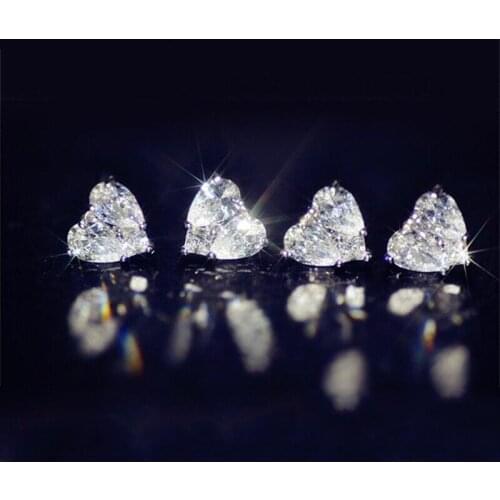 Huitan Luxury Love Stud Earrings Ear Piercing Inlay AAA Cubic Zirconia Chic Women Accessories Daily Wear Party Statement Jewelry