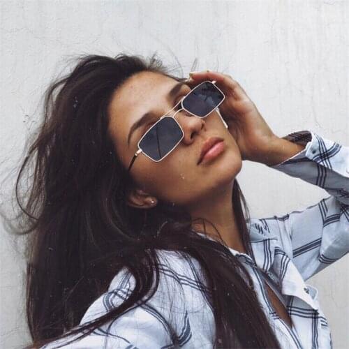 Double Bridge Small Frame Sunglasses Women Men brand designer luxury Square Shades Vintage Clear Ocean Lens Eyewear Black Brown