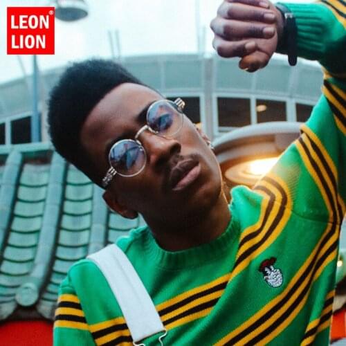 LEONLION Gothic Steampunk Sunglasses Men Metal Round Shades Male Clear Sun Glasses Hip Hop Steam Punk Sunglasses For Women Men