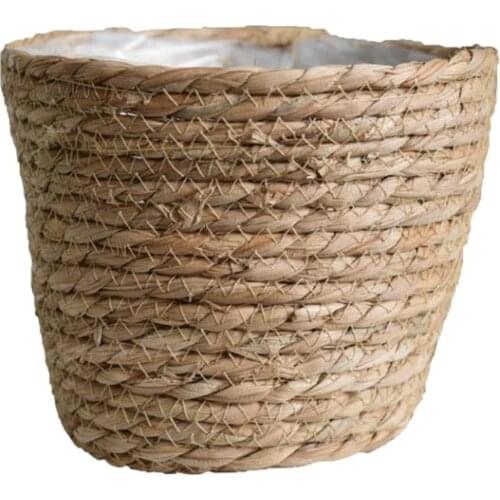 Nordic Handmade Straw Storage Basket Indoor Outdoor Flower Pot Plant Container