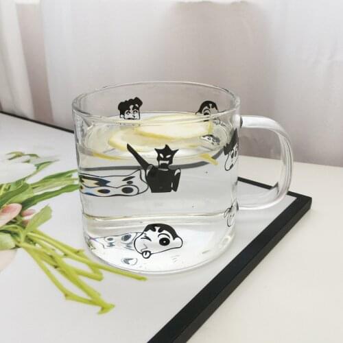 Glass Bottle With Handle Has Breakfast Milk Mug And Cartoon Character That You Can Use In The Microwave