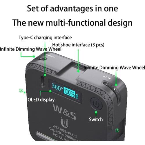 LED Video Light Portable Handheld Full-color RGB Light For Smartphone SLR Camera Rechargable Vlog Fill Light