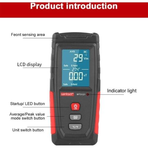 WT3121 Handheld EMF Meter Electromagnetic Radiation Tester Electric Field Electron Magnetic Field Dosimeter Detector