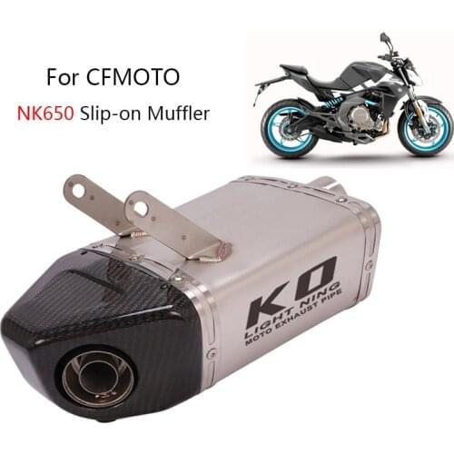 For CFMOTO NK650 Exhaust Pipe Motorcycle Carbon Fiber Muffler Escape with Removable DB Killer Slip On Stock Catalyst Exhaust Tip