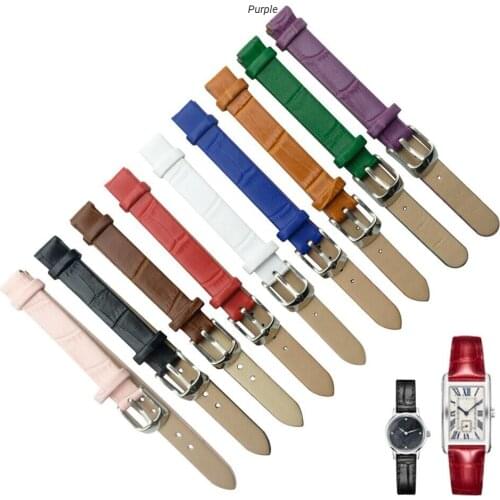 Ladies fashion all-match small size leather watch band Bamboo pattern , purple /royal blue/pink 8/10mm universal strap