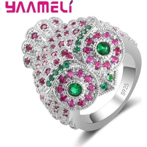 Owl Design 925 Sterling Silver Wedding Rings For Women Jewelry Pve Sparkling AAA CZ Crystals Engagement Rings Female