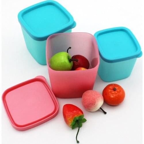 1PCS Small Multifunctional Fresh Food Storage Box Plastic Food Storage Box Container S Size 3 Color Lid Kitchen Food Storage Box