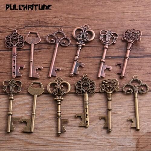 1PCS Mix Size Metal Alloy Two Color Wedding Favors Key Bottle Opener With Tag Card Vintage Style Party DIY Decorations