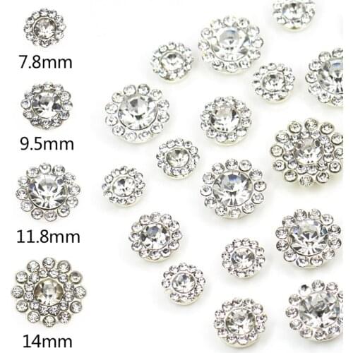 20Pcs Round Flower Rhinestones 7.8MM 9.5MM 11.8MM 14MM Crystal Color Flatback Sewing Rhinestone Gold Sliver Base With Jewelery