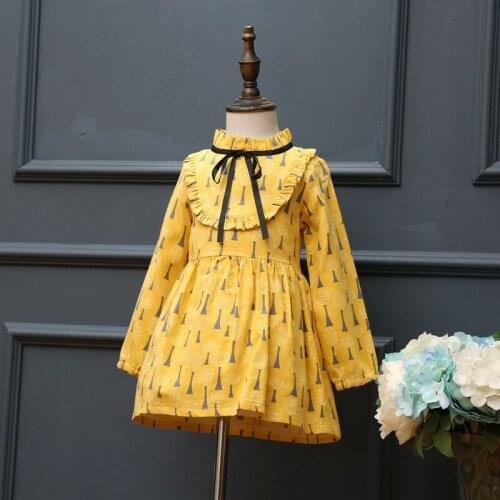 2020 Spring Casual Solid Girls Dress Long Sleeve Kids Dresses For Girls High Quality Fashion Girl Clothes