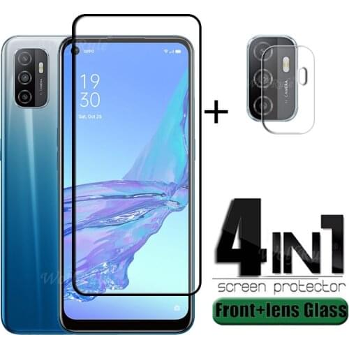 4-in-1 For OPPO A53 Glass For OPPO A53 Tempered Glass Full Glue Screen Protector For OPPO A52 A72 A92 Reno 4Z 5G A53 Lens Glass