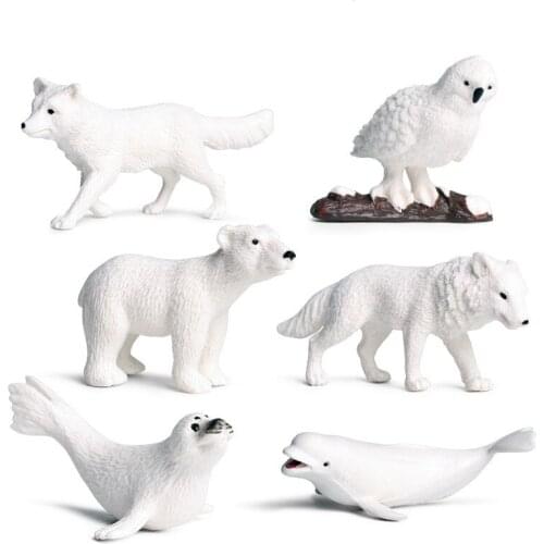 6 pcs/set Small Size Arctic Animals Figure Collectible Toys Animal Action Figures Kids Plastic Toys