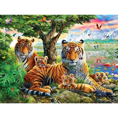 5D Diamond Painting Full Square Diamond Embroidery Sale Tiger Family Rhinestones Pictures Diamond Mosaic