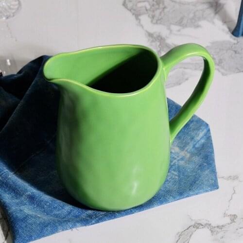 European colored glaze ceramic 1000ml large milk can European household milk can ornaments large milk pot western can defects