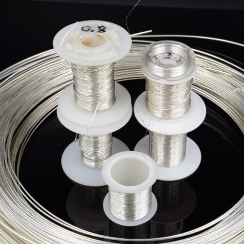 99.998% High Purity Solid Pure Silver Hifi Audio DIY Headphone Earphone Cable Signal Line Bare Wire 0.1mm-2.0mm