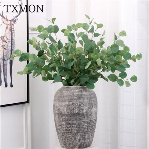 Simulation 90cm green plants eucalyptus artificial silk fake flower holiday home living room study decorative bottle flower