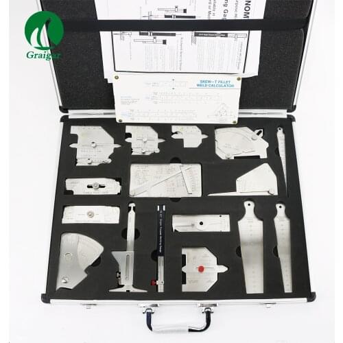 Welding Gauge Weld Inspection Gage 16 Pieces Kit Weld Seam Bead/Fillet/Crown Test Ulnar Ruler HI-LO PipeFeeler Gauge