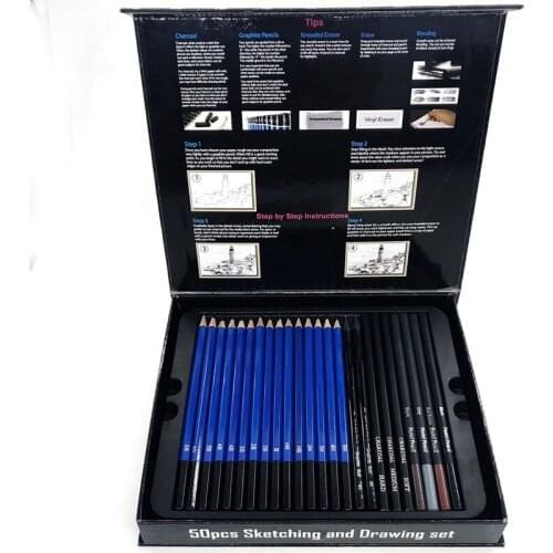 PPYY-50Pcs Sketching Pencils Set Professional Drawing Wood Pencil Kit for School Students Painting Tool Art Supplies