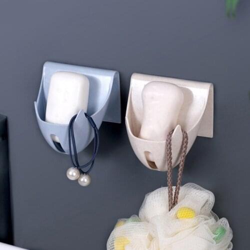 Drain Soap Box Sucker Soap Holder Dish Bathroom Organizer Storage Box Container PP Wall-mounted Punch-free Plastic Tray Holder