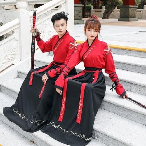 Chinese Traditional Dance Costume for Women Men Swordsman Stage Cosplay Clothing Ancient Hanfu Outfit Lady Tang Dynasty Wear 90