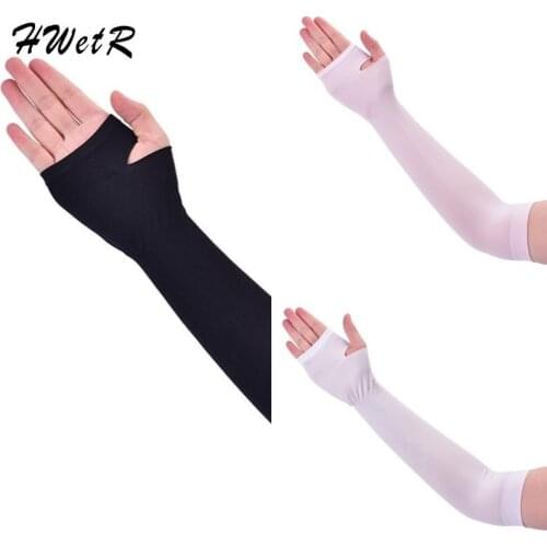 Outdoor Arm Warmer Half Finger Sleeves Long Gloves Sun UV Protection Hand Protector Cover Arm Sleeves Ice Silk Sunscreen Sleeves