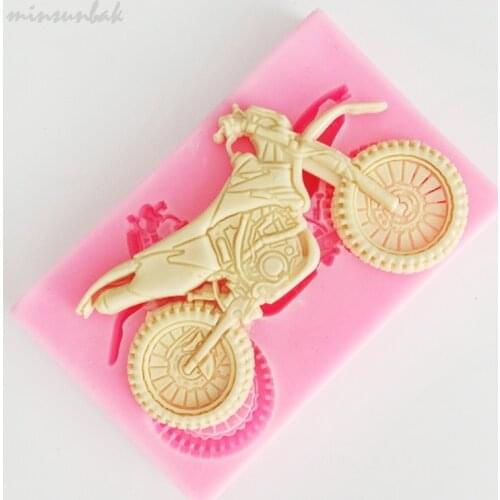Minsunbak 3D Motorcycle Silicone Mould DIY Party Birthday Cake Decoration Tools Sugarcraft Chocolate Fondant Baking Mold