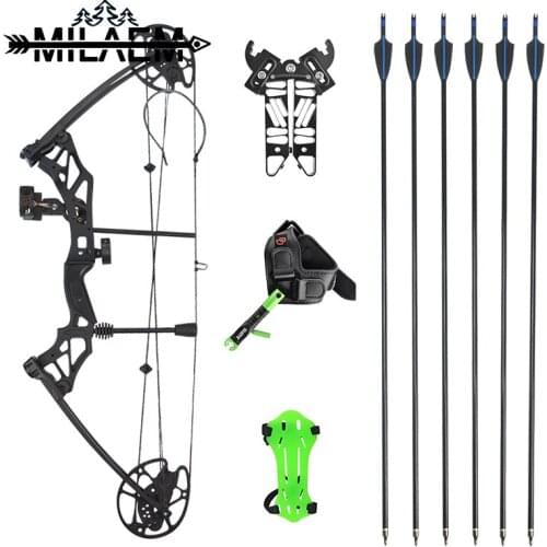 Archery Compound Bow Set 30-70 lbs Adjustable IBO 320 fps Bow with 6 Arrows Outdoor Hunting Bow Shooting Hunting Accessories