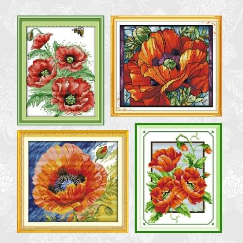 Poppy Patterns Cross Stitch Kits 11CT Printed Fabric 14CT Counted Canvas DMC Chinese Cross-stitch Embroidery Thread Sets