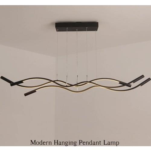 New Wave Aluminum Modern led Chandelier For Dining Room Living Kitchen Room Matte Black or White Color Hanging Chandelier