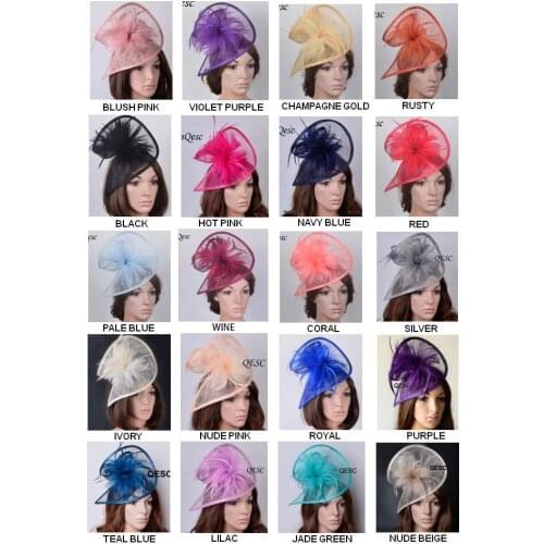 Wholesale 22 color BY EMS. Feather sinamay fascinator womens hat for wedding,ascot races,kentucky derby,melbourne cup,party