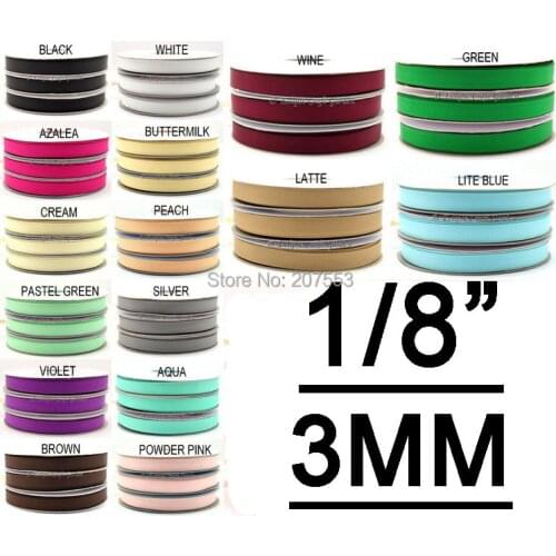 Wholesale 1/8"(3mm) Solid Color Grosgrain Ribbon 350yards 100% Polyester For DIY Tape Free Shipping