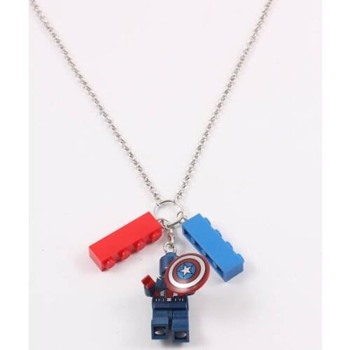 Building Block Brick Necklace Cute Buzz Lightyear Super Men Figures Necklace Pendant for Women Men Girls Boys