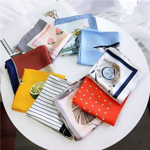 2021 Summer Luxury Brand Silk Scarf Square Women Shawls Wraps Fashion Office Small Hair Neck Hijabs Foulard Scarves 70*70cm