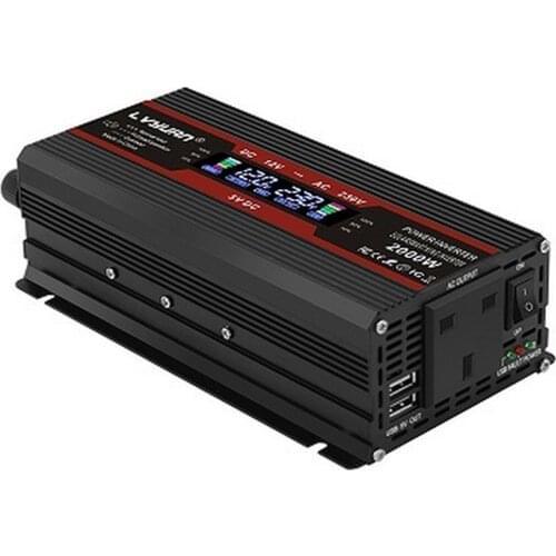 2000W/3000W Power Inverter Modified Sine Wave LCD Display DC 12V To AC 220V Solar 2 USB Car Transformer Convert EU Socket