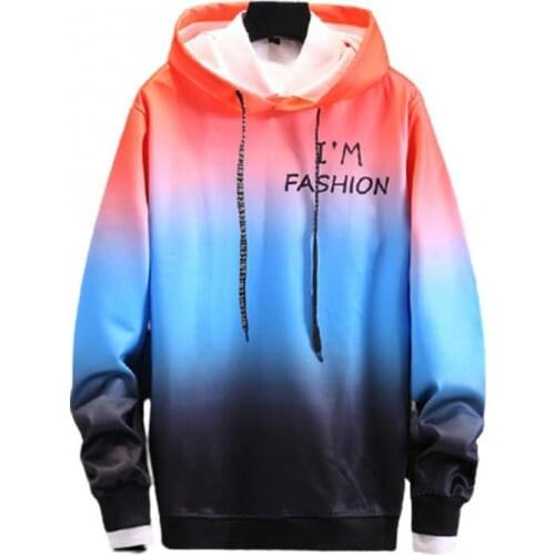 Plus Size Men Sweatshirt Winter Long Sleeve O Neck Gradient Color Hoodie Thick Warm Sweatshirt Top Streetwear oversized Hoodie