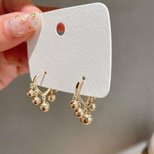 2021 Silver Tassel Ball Earrings High-quality Small Grape Cold Wind French Earrings For Women Exquisite Trend Jewelry Wholesale