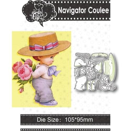 Cute boy flowers metal cutting die graffiti scrapbook die-cutting die stamps and dies paper card making new cutting die for 2021