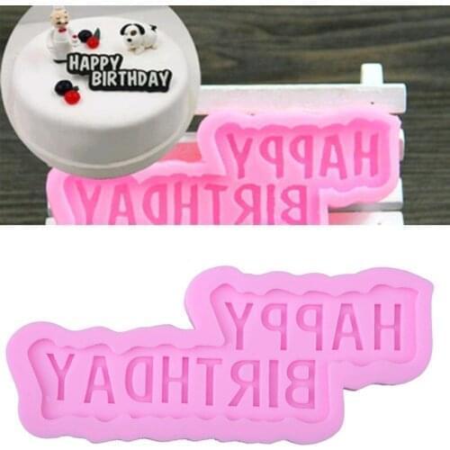DIY Happy Birthday Silicone Fondant Cake Chocolate Candy Mold Baking Mould Tools