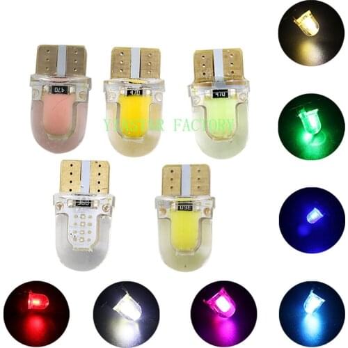 1000X Bright T10 COB LED 40MA Silicone case Instrument light License plate Bulbs Wedge Lamp Car styling LED 12V White 7 colors