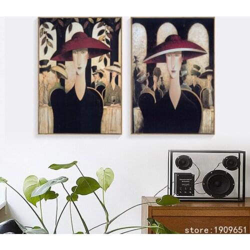 Cotton no frame modern posters lady woman scenery canvas printings oil painting printed on cotton wall art decoration pictures