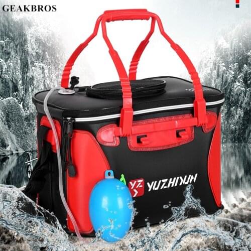 Portable EVA Fishing Bag Collapsible Fishing Bucket Live Fish Box Camping Water Container Pan Basin Tackle Storage Bag 40/50cm