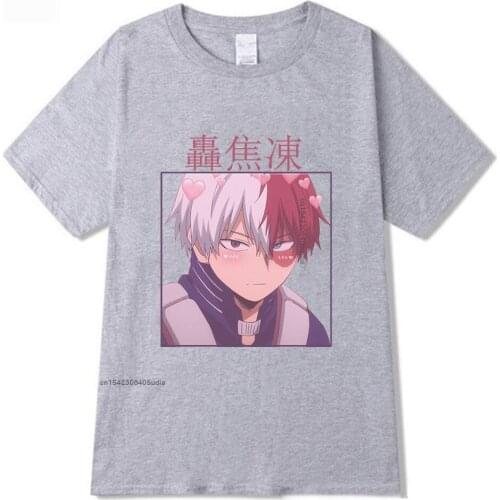 My Hero Academia Funny Cartoon Tshirts Men Boku No Hero Academia Anime T Shirt Camisas Todoroki Shoto Graphic Tshirt Hip Hop