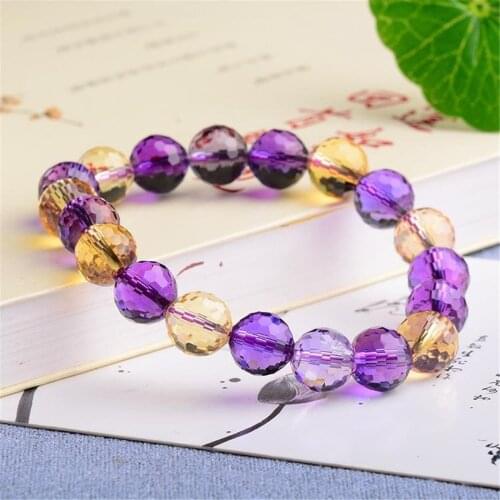 Top Natural Citrine Amethyst Bracelet Jewelry For Women Men Healing Love Crystal Round Beads Stone Strands AAAAA 8mm 10mm 12mm