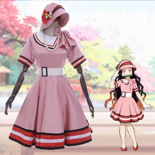 Anime Demon Slayer Kimetsu no Yaiba Kamado Nezuko Cosplay Costume Women Nezuko Casual Wear Kimetsu no Yaiba Cosplay